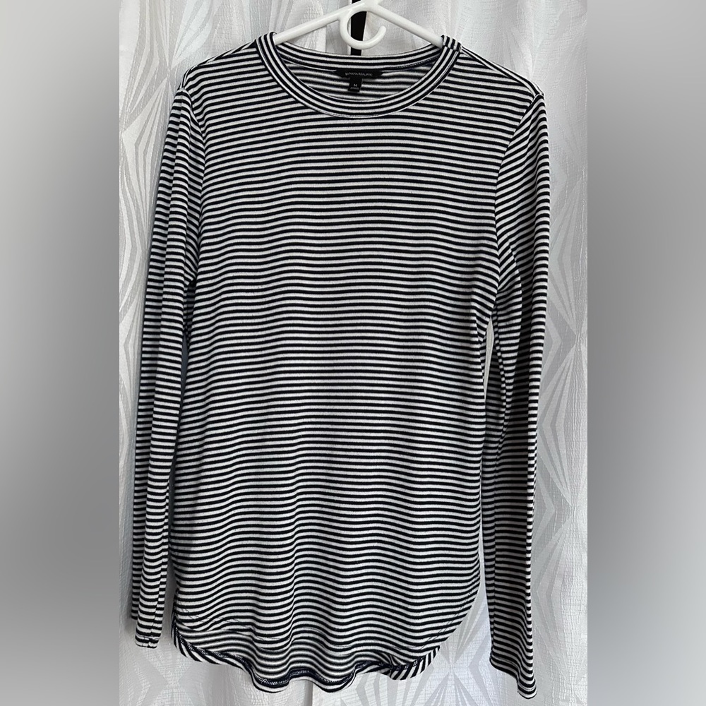 Banana Republic, navy and white striped top, size medium